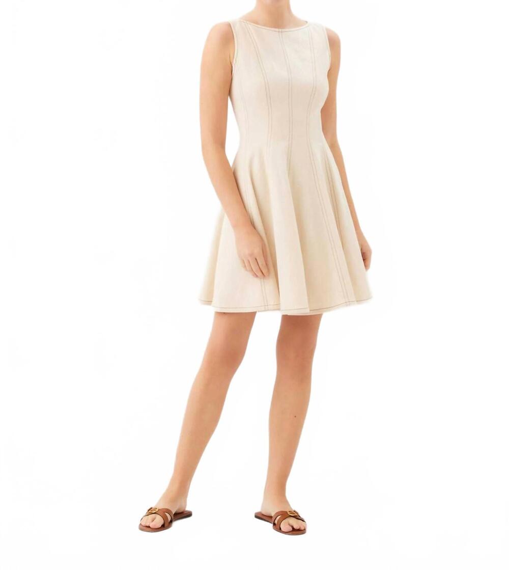 NEW FIFTEEN TWENTY women's darla contrast stitch dress in natural